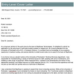 Entry Level Cover Letter in Word Doc